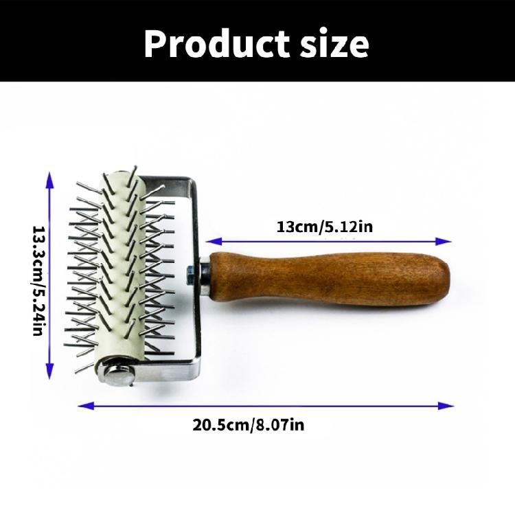 Kitchen Pizza Dough Docker Wood Handle Stainless Steel Pizza Roller Pin Wheel Hole Puncher for Home Baking Enthusiasts