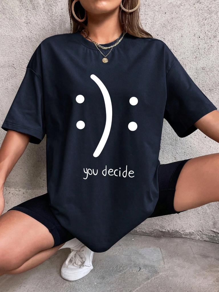 ItS Okay You Decide On It Cotton Print Unisex TShirt Harajuku Loose TShirts Hip Hop Casual Tshirt Creativity Fashion TShirt