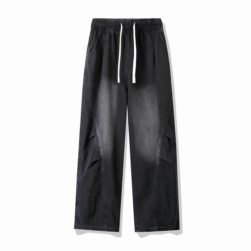 2025 Spring Men Denim Pants Men Jeans Wide Leg Pants Loose Straight Baggy Men Jeans Hip Hop Streetwear Skateboard Denim Trousers
