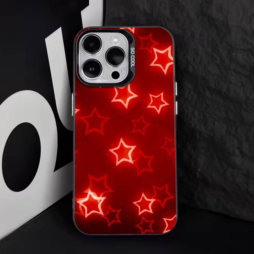Минималистичная Красная Звезда Чехол Для Телефона Для iPhone 17,16,15,14,13,12,11 Plus,Pro Max,XS,Красочный Серебристый Черный Чехол