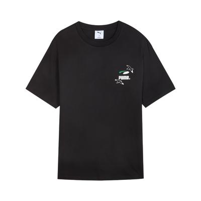 Puma Ss25 Ss Gf Футболка с принтом Paro Fashion Пуловер с круглым вырезом Футболка с коротким рукавом Топы унисекс Черный 631253-01
