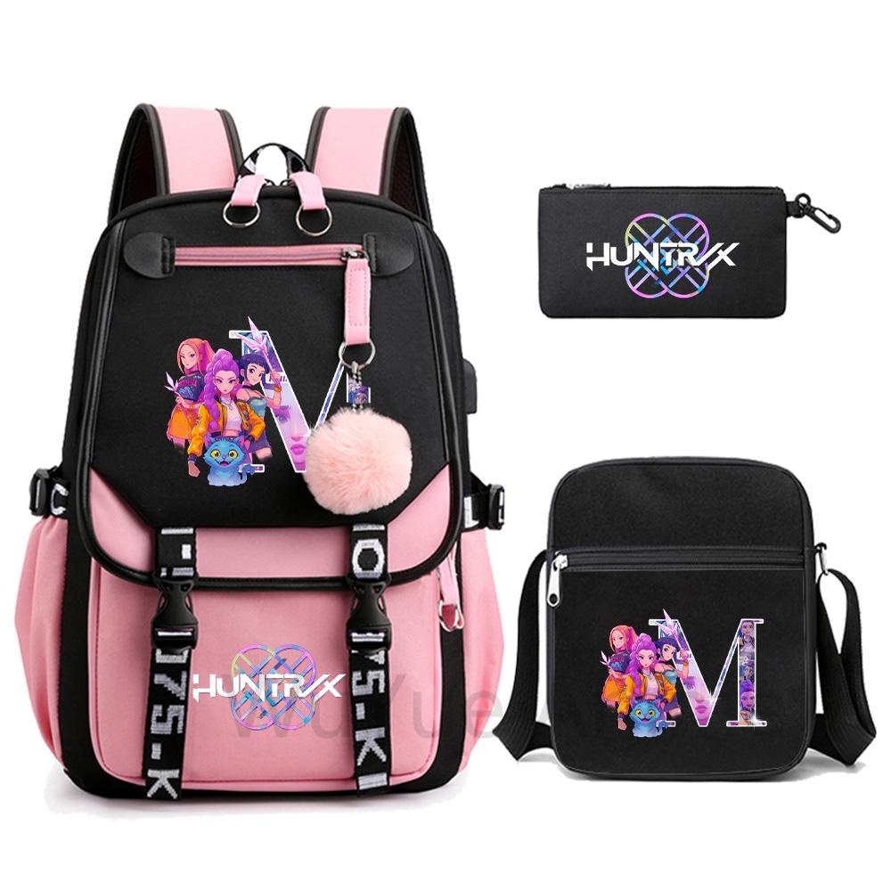 3 шт./набор Милый мультяшный рюкзак с принтом 26 английских букв и наплечной сумкой для студента-подростка, девочки, мальчика, портфель большой вместимости, дорожная сумка, детский подарок