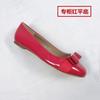 Patent Leather Leather Single Shoes Bow Flat Bottom Round Head Shallow Mouth New Red Wedding Shoes Versatile Thick Heel Medium Heel Women's Shoes