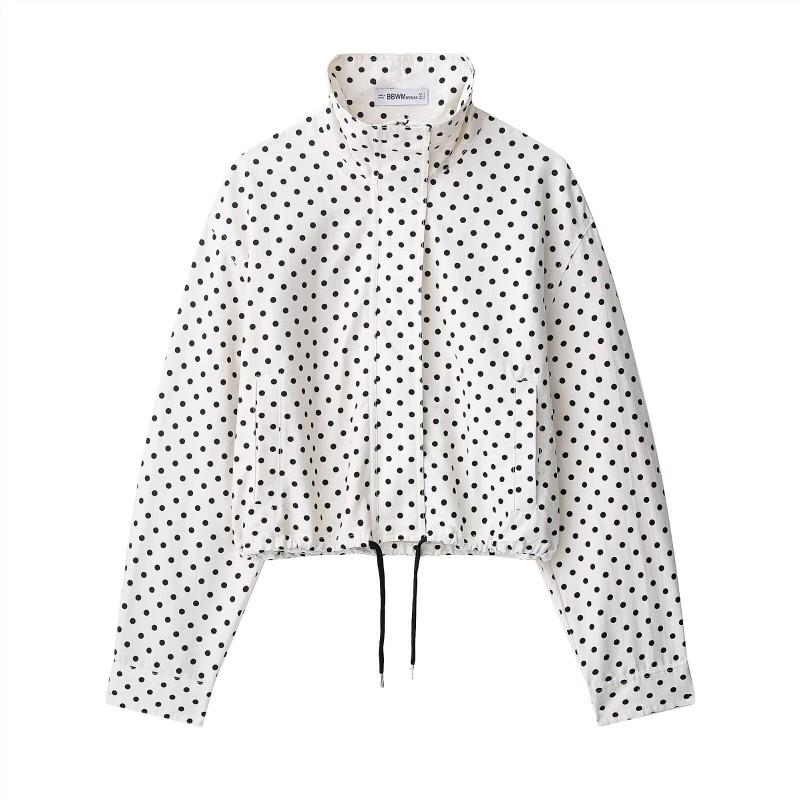 Polka Dot Drawstring Hooded Bubble Cotton Set Women Long Sleeve Casual Pants Outfit Streetwear