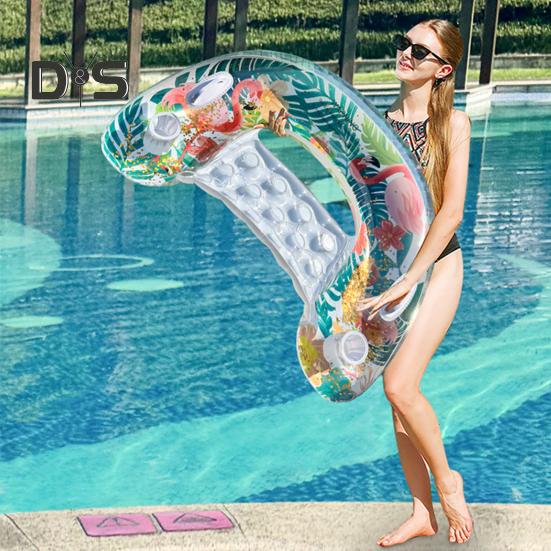 Надувной бассейн для взрослых, плавающий шезлонг из ПВХ для бассейна с подстаканником, летний пляжный шезлонг для вечеринок и водных развлечений