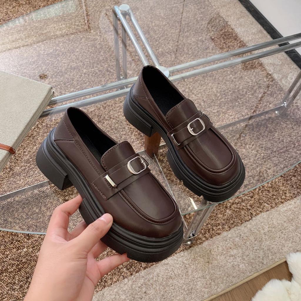 Internet Celebrities Popular Thick-soled Heightening Small Leather Shoes Women's Fashion British Style Single Shoes Loafers Women's 2025 Spring a