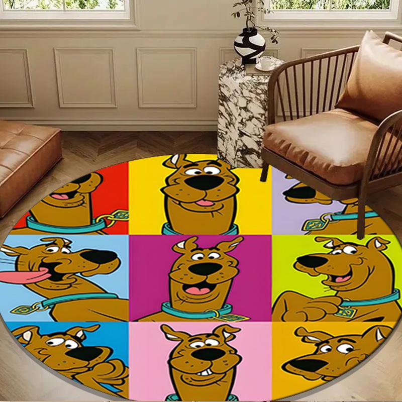 Scoo-dog Mystery Night Round Rug for Livingroom,Bedroom, Palyroom, Chair Rug, Area rug, Circle Carpet, Large Size Fan Christmas gift