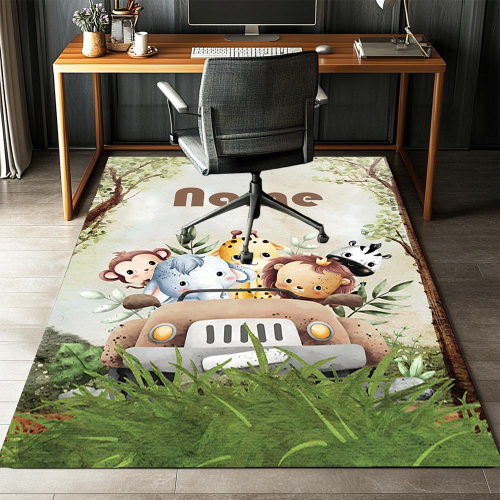 Custom Name Animals Printed Carpet,Rug for Office Chair Living Room Bedroom Kitchen Room Decor Gifts.