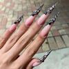 Spiderweb Long Pointed Wearable Nail Tips - Removable Press-On False Nails.