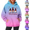 Women's Sweatshirts Round Neck Long Sleeve Christmas Printed Top Solid Color Hoodie
