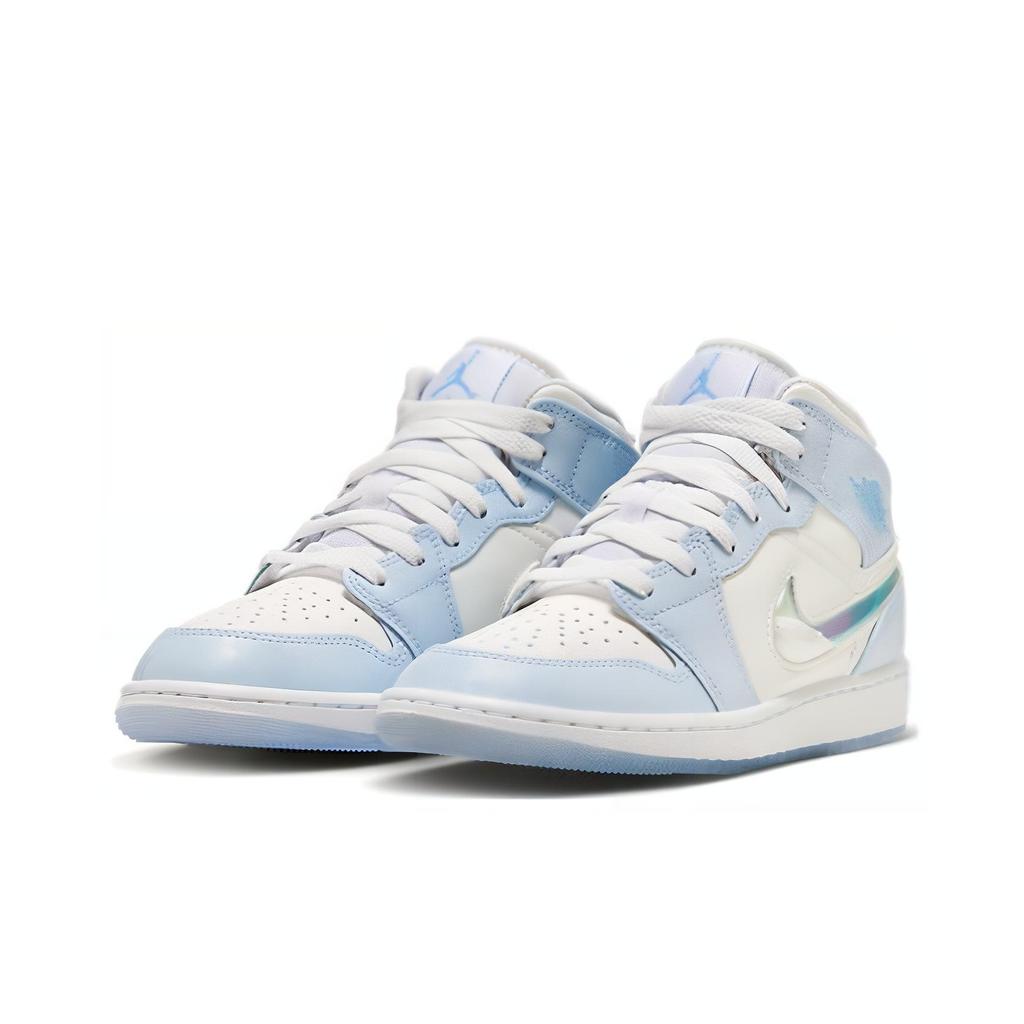 Детские кроссовки Air Jordan 1 Mid SE GS Glitter Swoosh Blue Blue-Tint Summit-White FQ9117-400