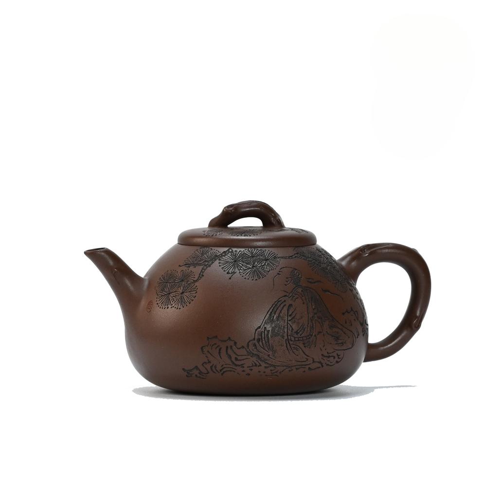 190ml Antique Yixing Purple Clay Teapots Handmade Stone Scoop Pot Raw Ore Purple Mud Kettle With Infuser Zisha Tea Set Drinkware