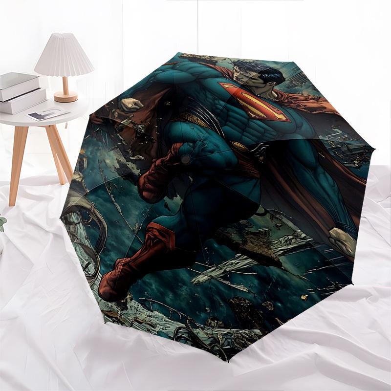 1pc Superman flying Automatic Folding Umbrella - Compact 8-Rib Design, Durable Plastic & Iron1312L