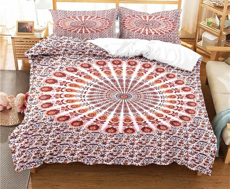 Bohemian Psychedelic Mandala Pattern Duvet Cover Set Bedding For Adult Kid Bed Set Comforter Cover With 1 Comforter 2 Pillowcase