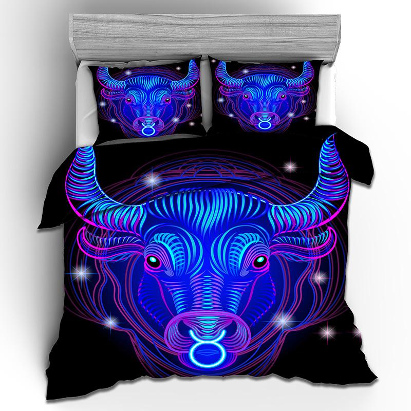 Kemila 3D Digital Printing 12 Constellations Gorgeous Quilt Cover Pillowcase Double Bed Set Sheet Soft Bedding Pictures