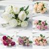 Artificial Bouquet Fake Peony Micro Landscaping Faux Silk Flower Vase Decorating Fake Flowers for Meeting Room