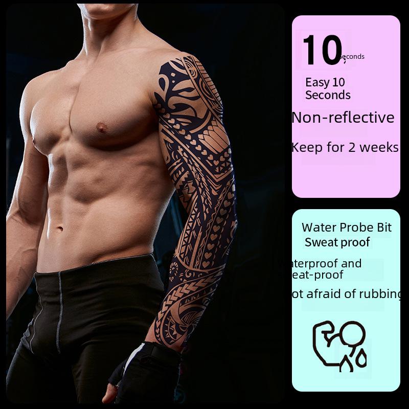 Waterproof Full Arm Flower Tattoo Stickers - Semi-Permanent for Men & Women