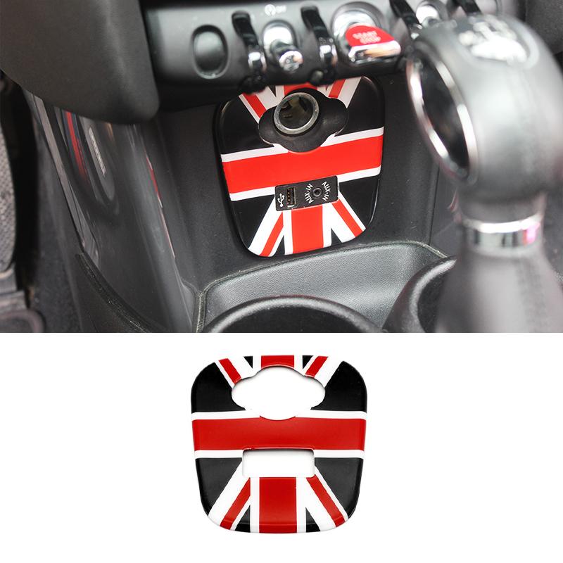 1PC For Mini Cooper F55 F56 Car Cigarette USB AUX Console Panel Cover Sticker Interior Decorative Shell For Mini Accessories