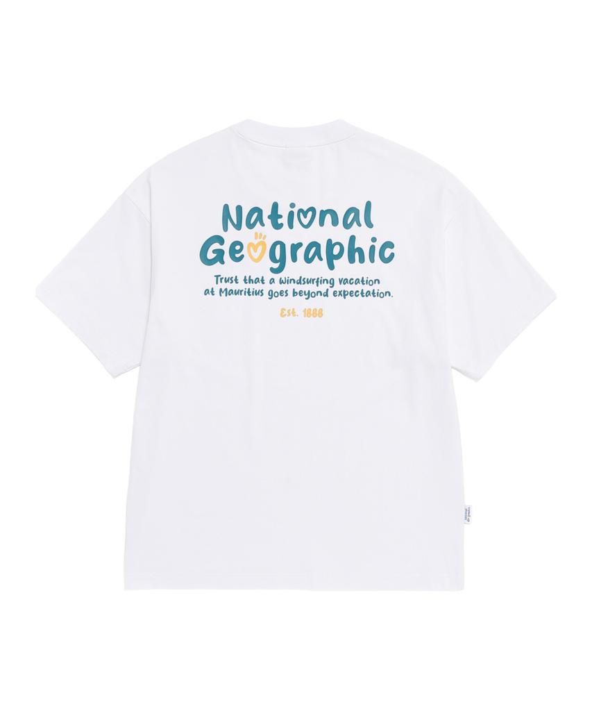 NATIONALGEOGRAPHIC N262Uts904 Sorona Cool Script Semi-Overfit Short Sleeve T-Shirt White