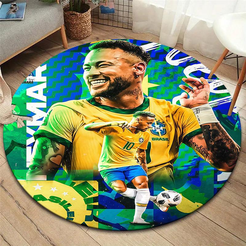 Neymar Round Area Rug,Carpet Rug for Living Room Bedroom Sofa Playroom Decor,Non-slip Floor Mat