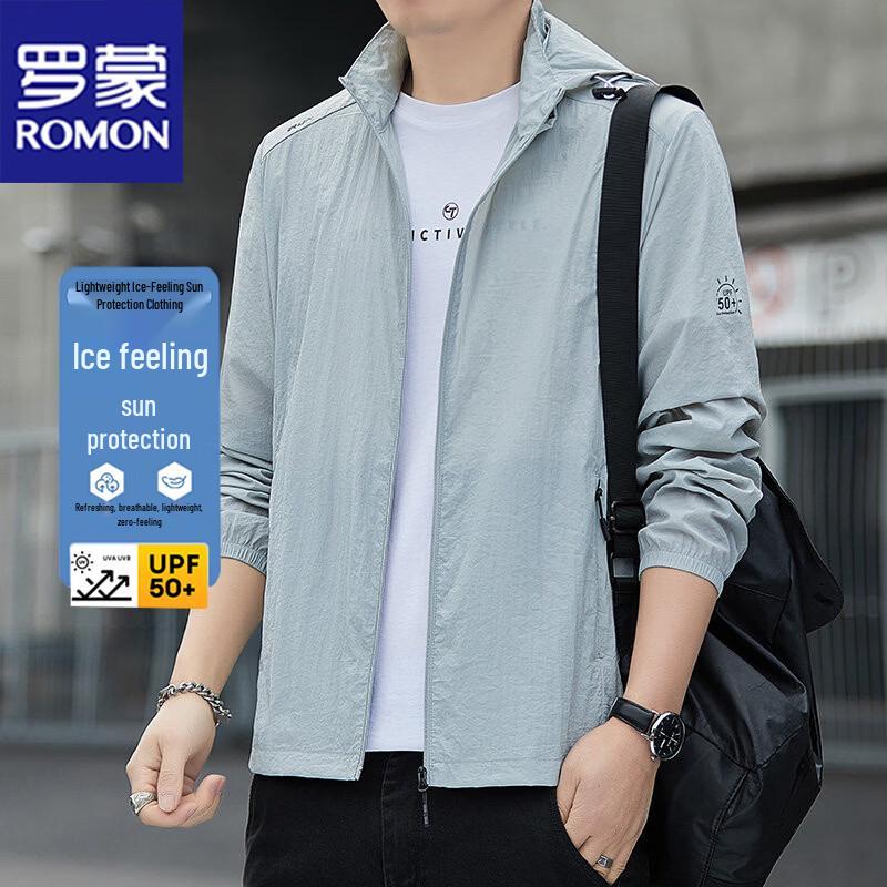 ROMON Men's Summer Ice-Feel Hooded Sun Protection Jacket
