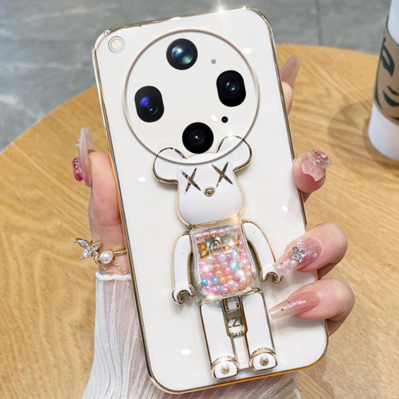 For OPPO Find X9 Ultra Case Soft Electroplated Quicksand Hourglass Pellet KWAS Bear silicone shockproof Protector Smooth for OPPO Find X9S Back Cover