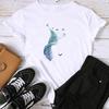 Asian Size-Print Ladies Female T Feather Watercolor Trend 90s Style Clothing Casual Women's Summer Top Graphic Tee Fashion Short Sleeve T-shirt