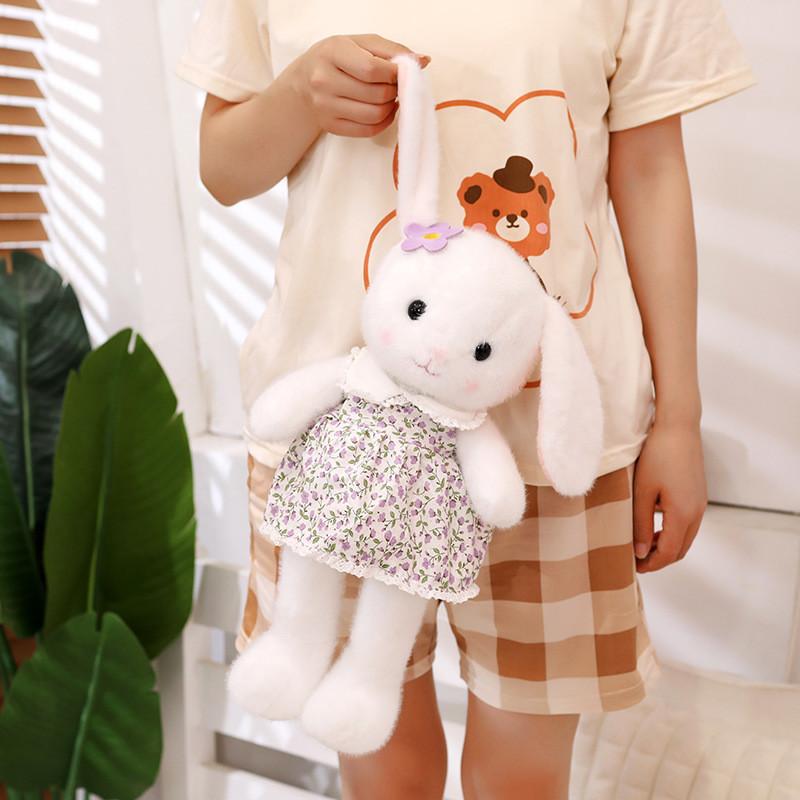 Floral Dress Colorful Emily Rabbit Plush Toy With Soft Pp Cotton Filling For Children