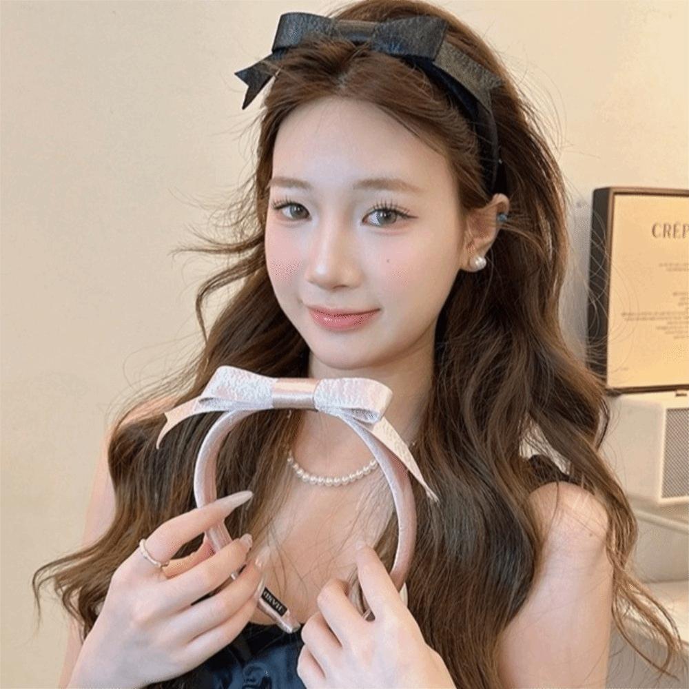 Thin Bow Headband Satin Women Hairband Elegant Balletcore Hair Band Face Wash