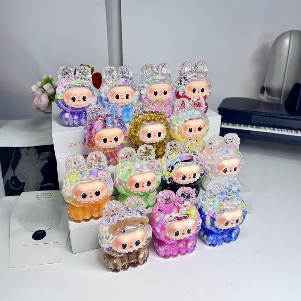 Масляный Лабубу с текучим песком, Креативная фигурка Лабу, Настольное украшение, Декоративная игрушка в подарок