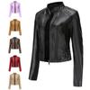 Women's New Studded Leather Jacket Women's Spring and Autumn Jacket Long Sleeve Women's Jacket Stand Collar Fashion Jacket