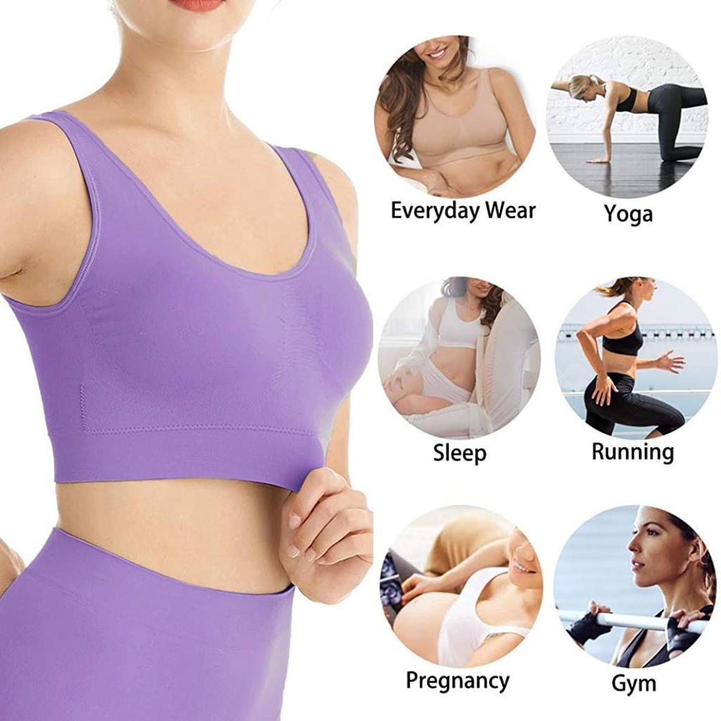 Комплект из 5 бесшовных спортивных бюстгальтеров для йоги без косточек со съемными подушечками для женщин