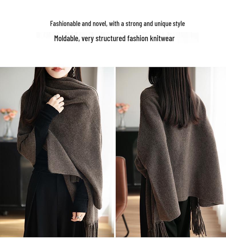 Winter Wool Thickened Tassel Shawl Cloak Warm Cardigan Available in Large Quantity