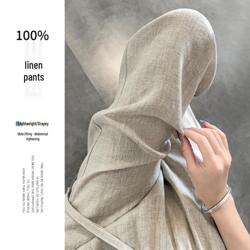 Women's Summer 2026 Pure Linen Wide-Leg Pants - New High-End Relaxed Drape Casual Style