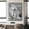Скандинавский холст, картина, черно-белые львы, объятия, плакат и принт, настенные художественные фотографии для украшения гостиной, Cuadros