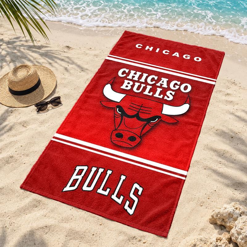 Микрофибровое пляжное полотенце Chicago Bulls, быстросохнущее, не оставляющее песка, легкое, для путешествий, плавания, кемпинга