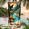 Teddy Bear Theme Beach Towel Personalized Custom Name & Text Soft Quick Dry Beach Towel for Swimming Travel