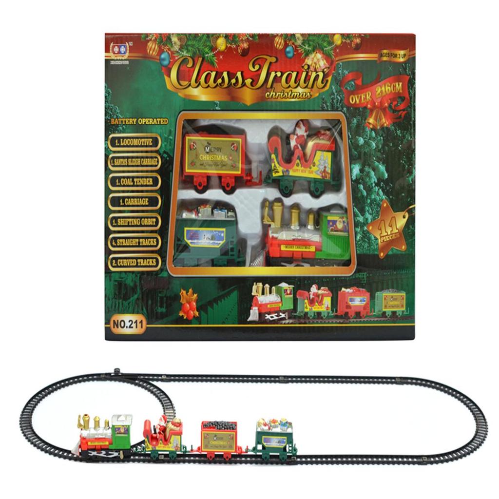 Christmas Tree Decoration Electric Train Track Railway Car with Sound Light Toy