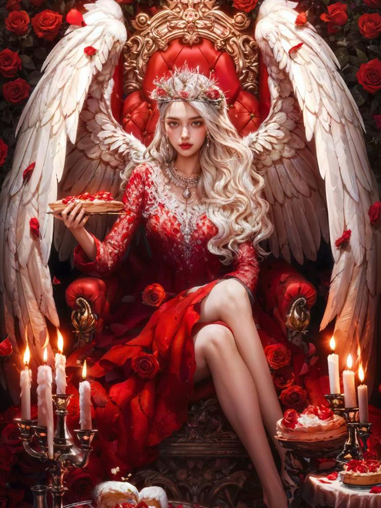 Новая алмазная роспись Красная серия Крылатый ангел Девушка 5DDIY Картина Мозаика Вышивка Хэллоуин Украшение стены Подарок