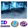 Full Drill Mountain Pattern Diamond Painting Fog Forest Cross Stitch Blue Diamond Embroidery