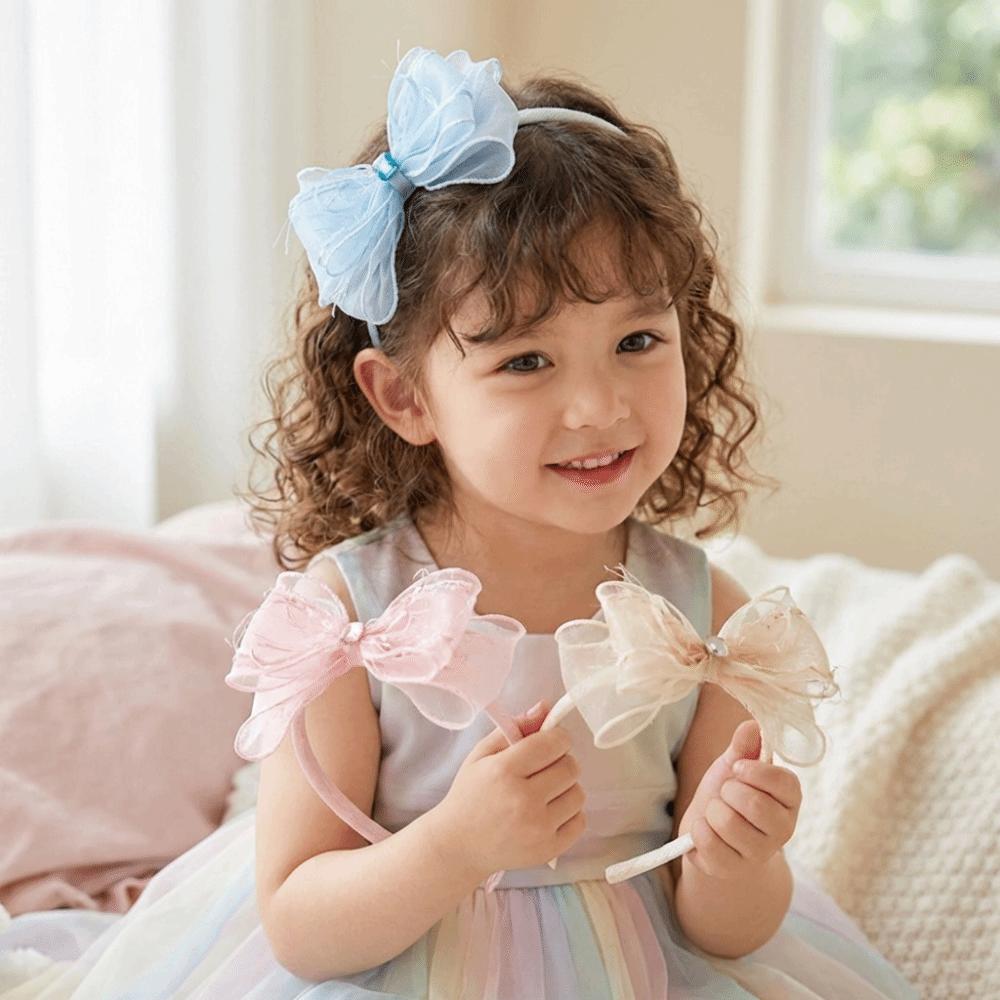 Solid Color Sparkling Bow Hairband Rhinestones Kids Hair Accessories Children Accessories
