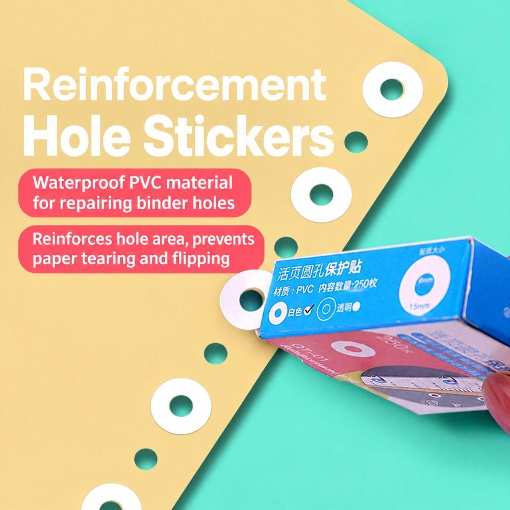 250pcs/box PVC Hole Reinforcement Stickers Self Adhesive Ring Shaped Stationery Supplies