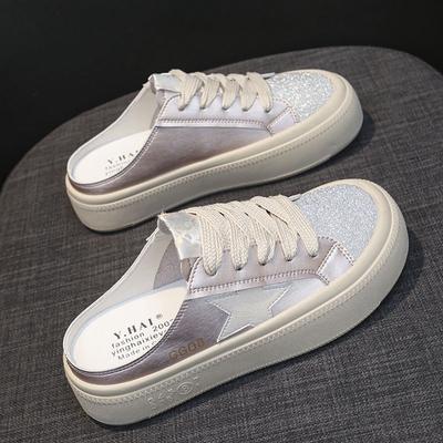 Кожаная сумка на голову полутапочки женская летняя одежда новая толстая подошва без каблука одна педаль