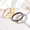 European & American Fashion Three-Diamond Sliding Stainless Steel Bangle Women's Simple Bracelet