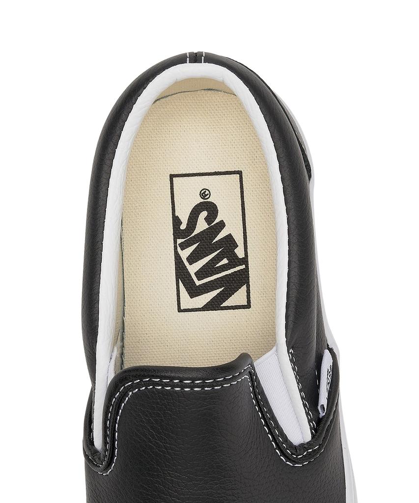 Классические слипоны Vans - (Натуральная кожа) черный:True White / Vn000Ct5Bpb1