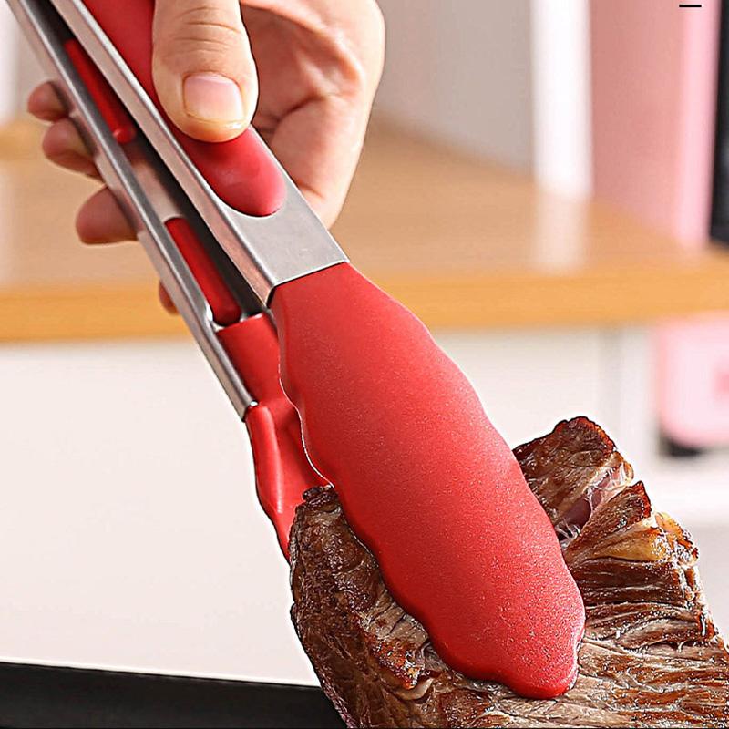 1/7/9/12inch Stainless Steel Food Clip BBQ Grill Steak Clip with Silicone Non-slip Handle Kitchen Accessories