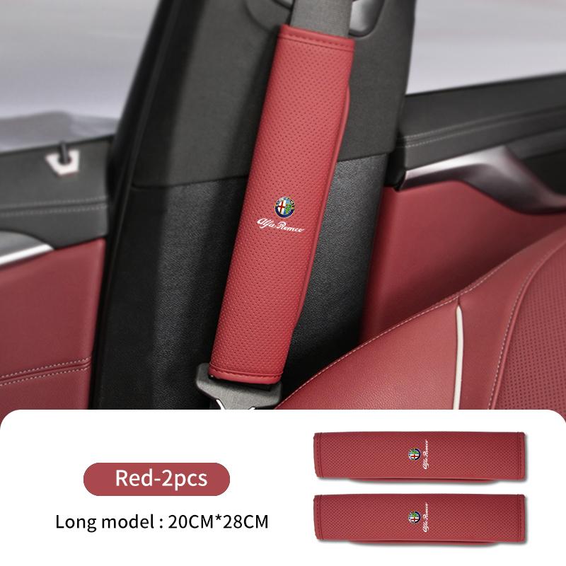 Car Seat Belt Shoulder Cover Leather Shoulder Protector Pad For Alfa Romeo 159 Giulietta 156 147 Giulia Mito GT Stelvio Spider ert853