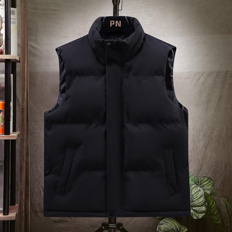 Mens Warm Sleeveless Vest Teens Adults Loose Fit Cotton Padded Outerwear Sporty Casual Wear In Black Navy Khaki