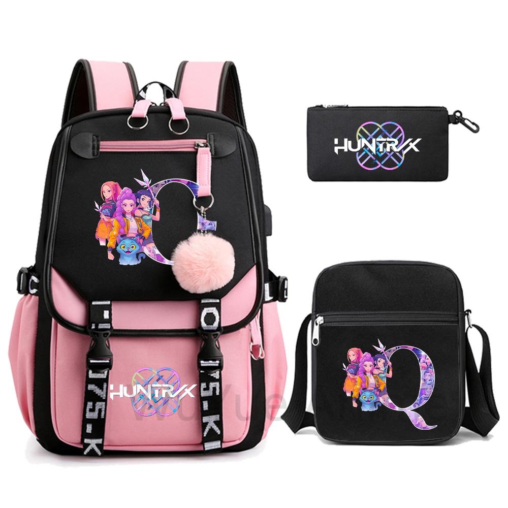 3 шт./набор Милый мультяшный рюкзак с принтом 26 английских букв и наплечной сумкой для студента-подростка, девочки, мальчика, портфель большой вместимости, дорожная сумка, детский подарок