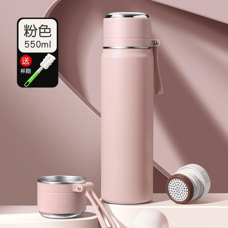 Stainless Steel Vacuum Insulated Thermos Cup 450ml 550ml Double Lid Design With Tea Infuser Men Women Students Office Travel